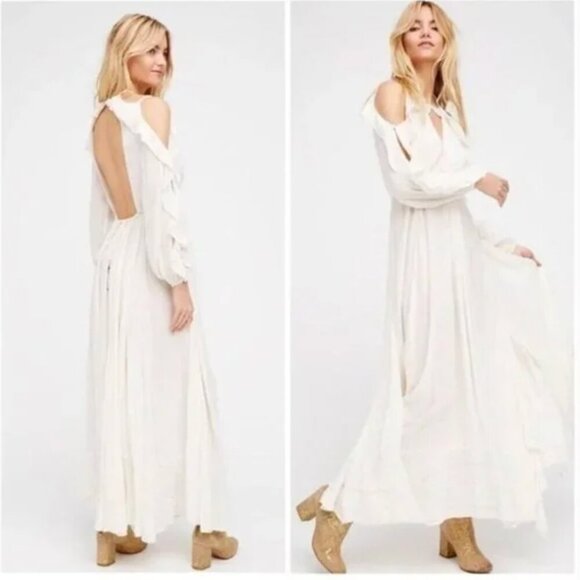 Free People Huxley Metallic Striped Open Back Maxi dress - Picture 1 of 8